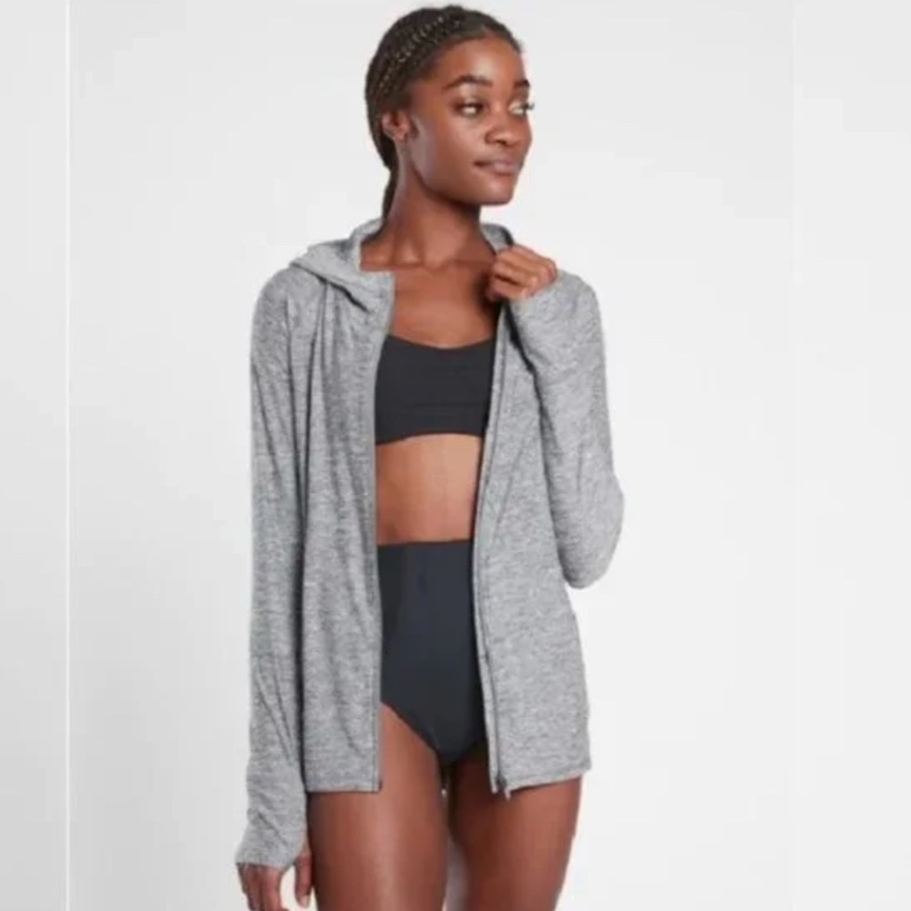 NWT Athleta Pacifica Illume UPF Relaxed Zippered Jacket in Gray Grey Sz Small